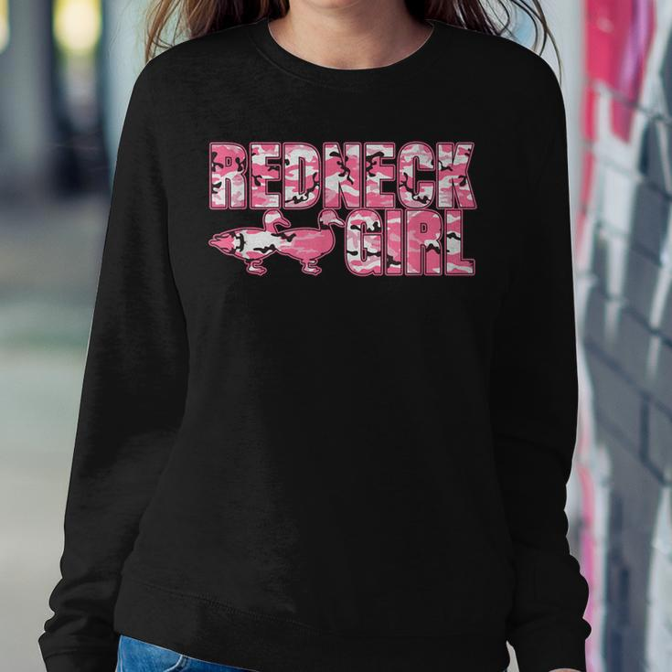 Redneck Girl Pink Camouflage With Two Ducks Women Sweatshirt Unique Gifts