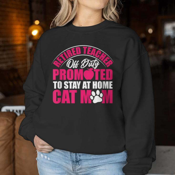 Retired Teacher Cat Lover Mom Retirement Life Graphic Women Sweatshirt Unique Gifts