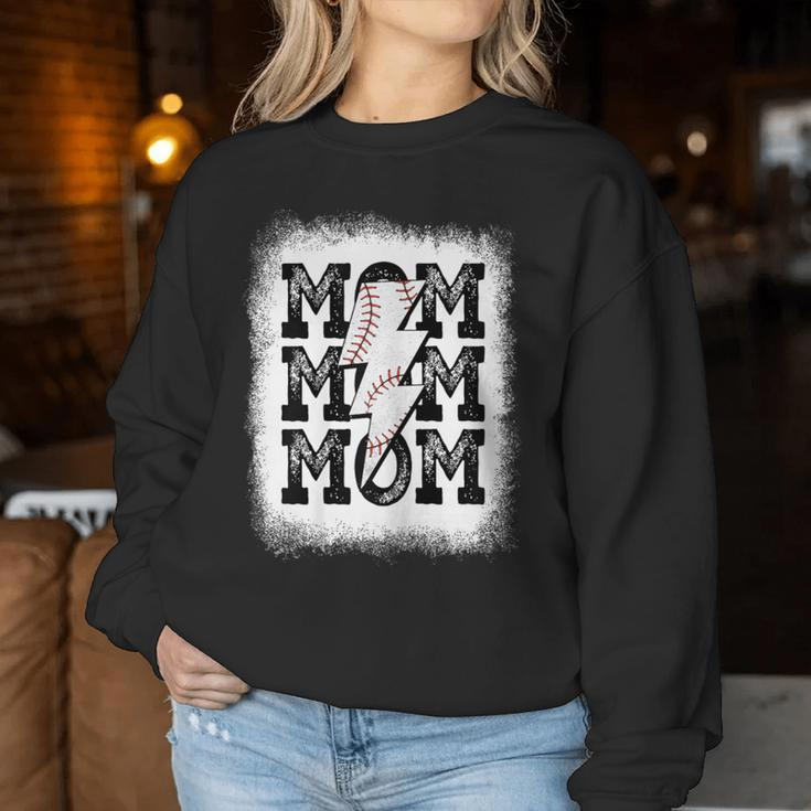 Retro Baseball Mama Distressed Lightning Bolt Mom Life Women Sweatshirt Unique Gifts