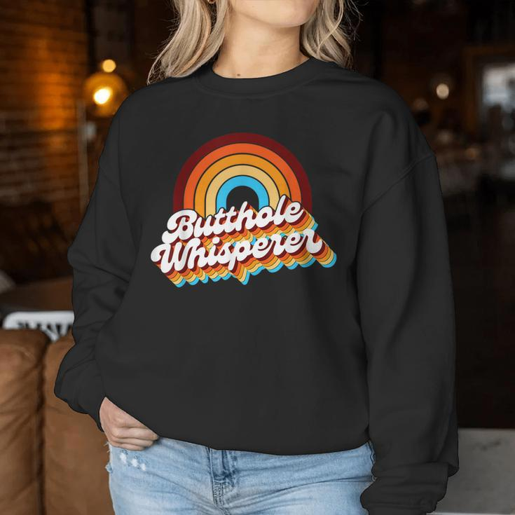 Retro Butthole Whisperer Sarcastic Jokes Rainbow Women Sweatshirt Unique Gifts