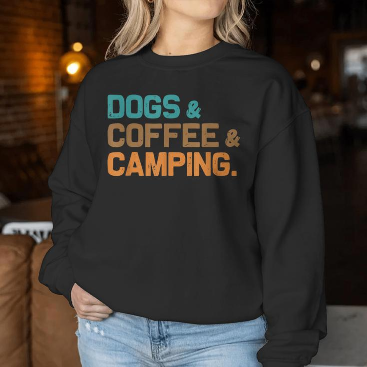 Retro Dogs Coffee Camping Campers Women Sweatshirt Funny Gifts