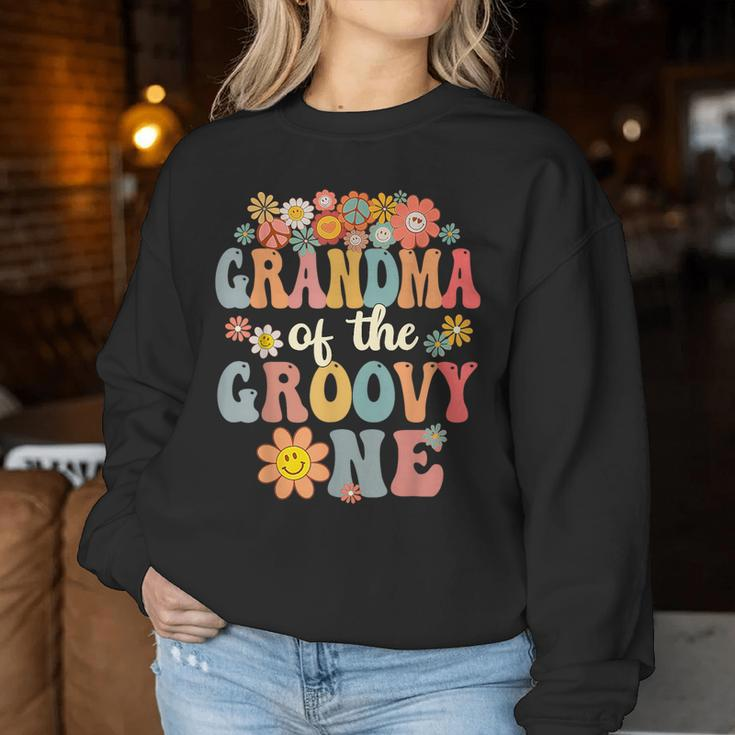 Retro Grandma Of Groovy One Matching Family 1St Birthday Women Sweatshirt Funny Gifts