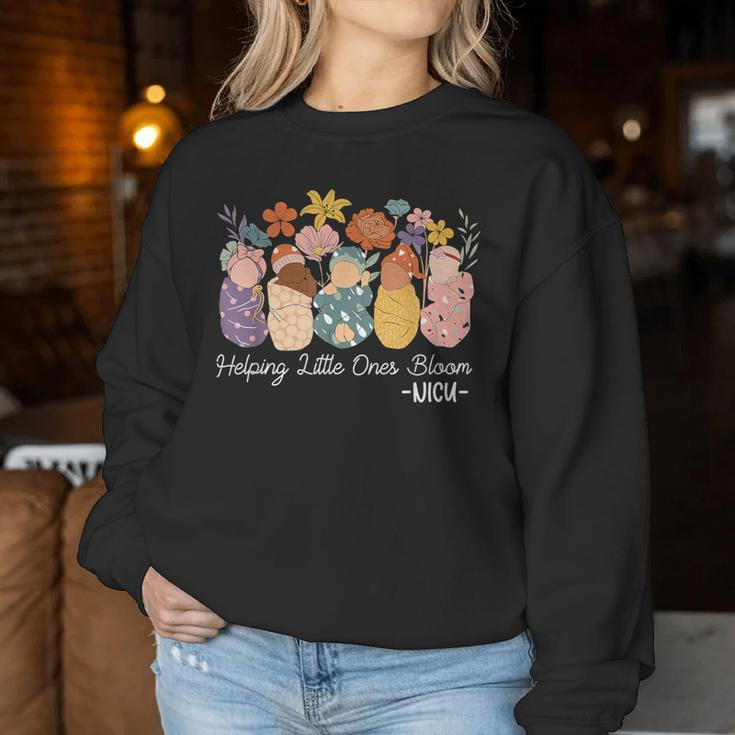 Retro Groovy Helping Little Ones Bloom Nicu Nurse Women Sweatshirt Unique Gifts