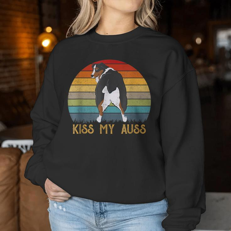 Retro Kiss My Auss Aussie Mom Australian Shepherd Women Sweatshirt Unique Gifts