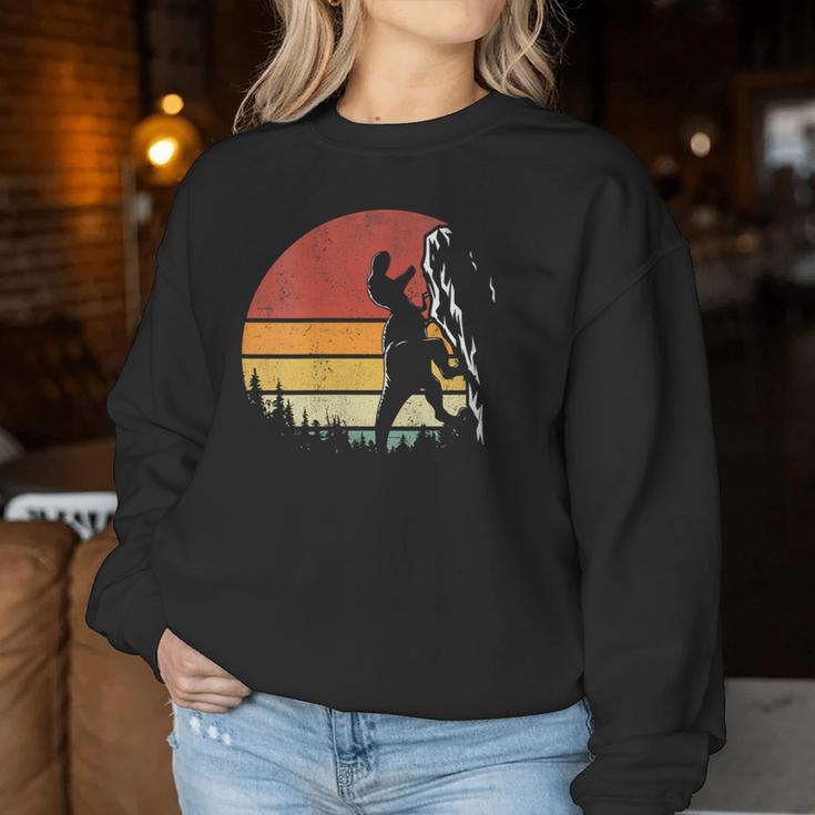 Retro Mountain Climber Vintage T-Rex Rock Climbing Women Sweatshirt Unique Gifts