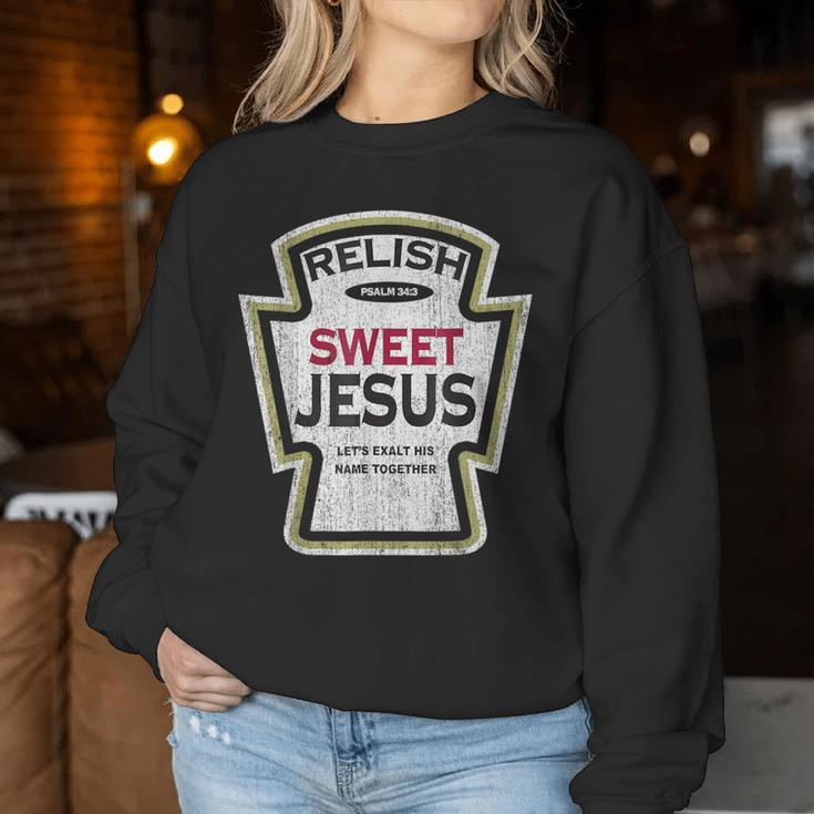 Retro Relish Sweet Jesus Christian Parody Women Sweatshirt Unique Gifts
