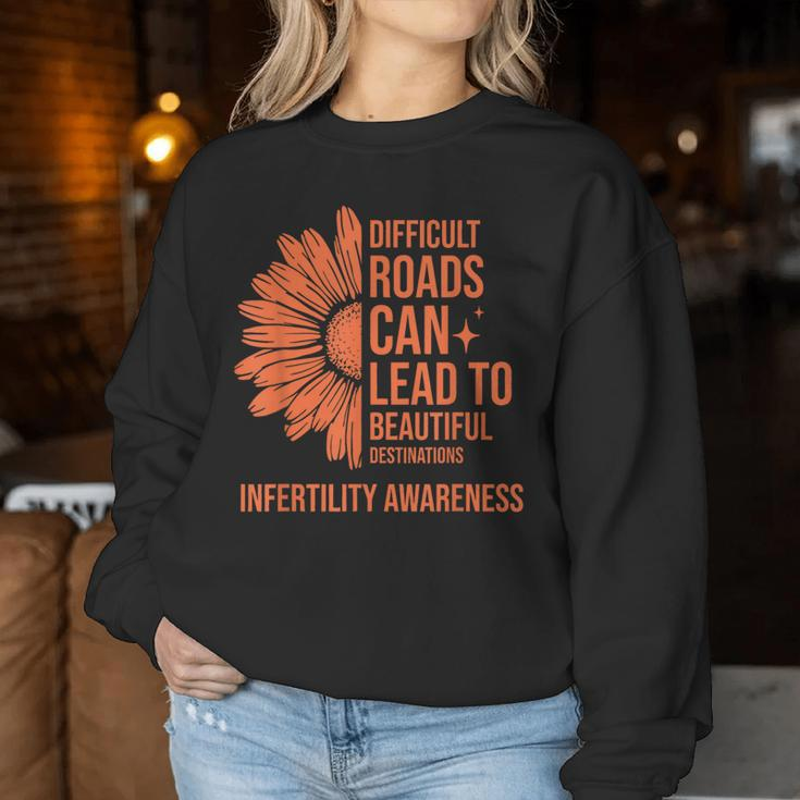 Retro Sunflower Infertility Awareness Week Orange Ribbon Women Sweatshirt Unique Gifts