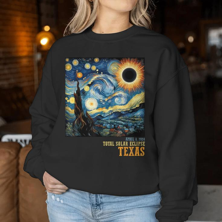 Retro Total Solar Eclipse 2024 Texas For Kid Women Sweatshirt Funny Gifts