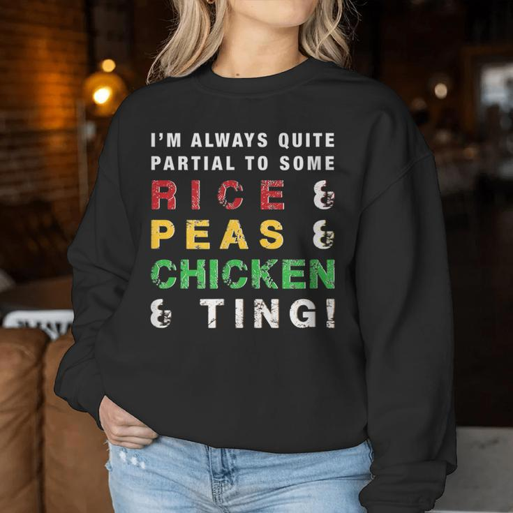 Rice And Peas And Chicken Jamaican Slang And Cuisine Women Sweatshirt Unique Gifts
