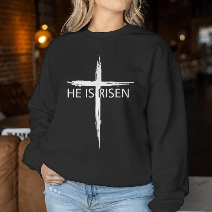He Is Risen Pocket Christian Easter Jesus Religious Cross Women Sweatshirt Unique Gifts