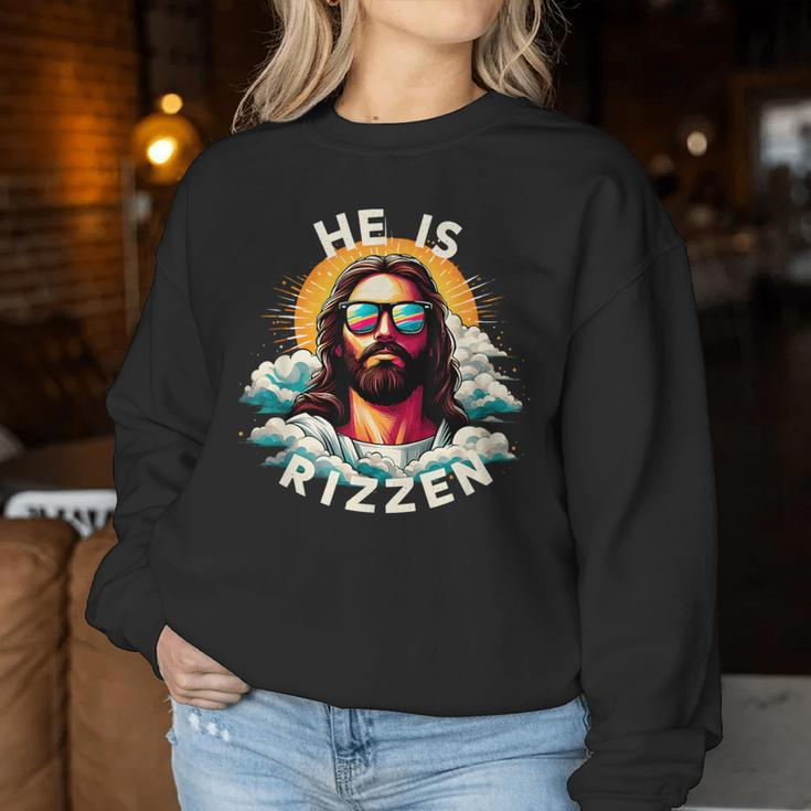 He Is Rizzen Christian Jesus Is Rizzen Christian Religious Women Sweatshirt Unique Gifts