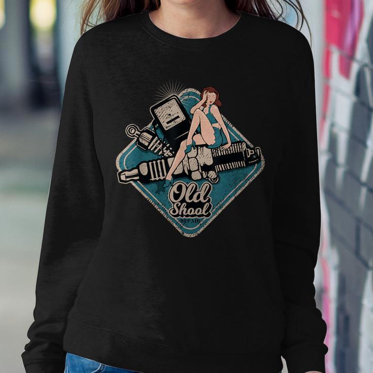 Rockabilly Pin Up Girl Gas Station Old School Repair Rock Women Sweatshirt Unique Gifts