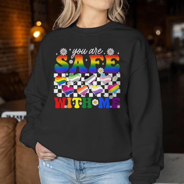 You Are Safe With Me Rainbow Gay Transgender Lgbt Pride Women Sweatshirt Unique Gifts