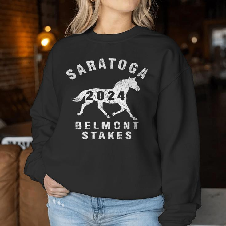 Saratoga Springs Ny 2024 Belmont Stakes Horse Racing Vintage Women Sweatshirt Funny Gifts
