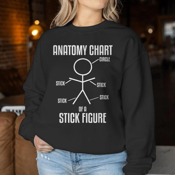 Sarcastic Sarcasm Stickman Anatomy Chart Stick Figure Women Sweatshirt Unique Gifts