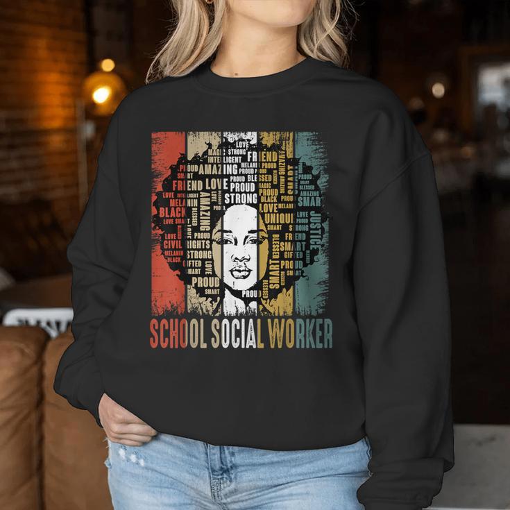 School Social Worker Afro African Black History Month Women Sweatshirt Unique Gifts