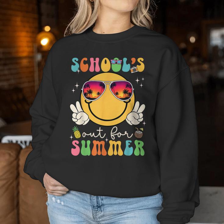 School's Out For Summer Teacher Last Day Of School Groovy Women Sweatshirt Unique Gifts