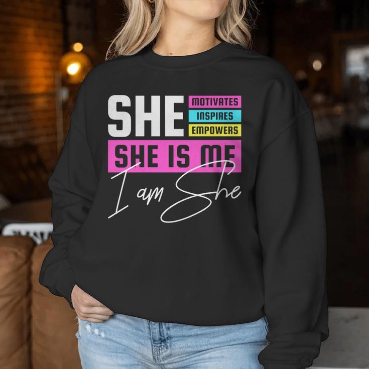 She Motivates Inspires Empowers International Day Women Sweatshirt Unique Gifts