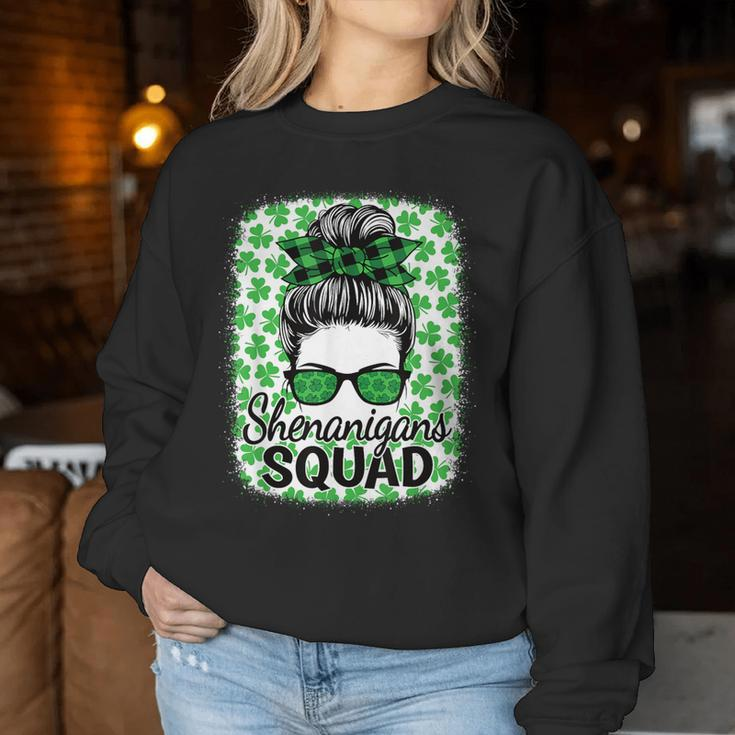 Shenanigans Squad St Patrick's Day Girls Messy Bun Women Sweatshirt Personalized Gifts