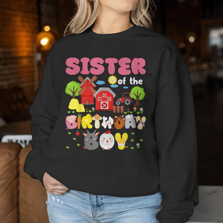 Sister Of The Birthday Boy Farm Animal Family Party Decor Women Sweatshirt Funny Gifts