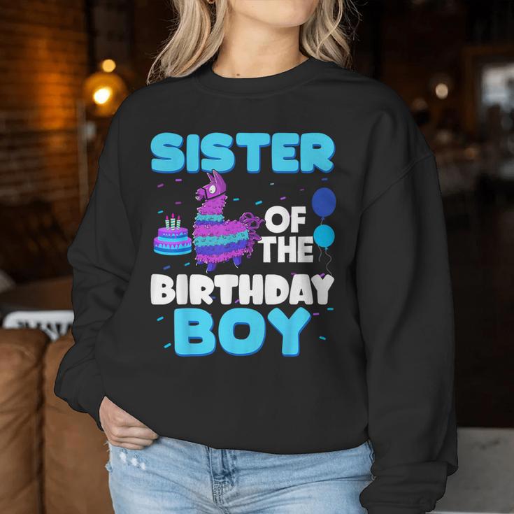 Sister Of The Birthday Boy Llama Family Party Decorations Women Sweatshirt Unique Gifts