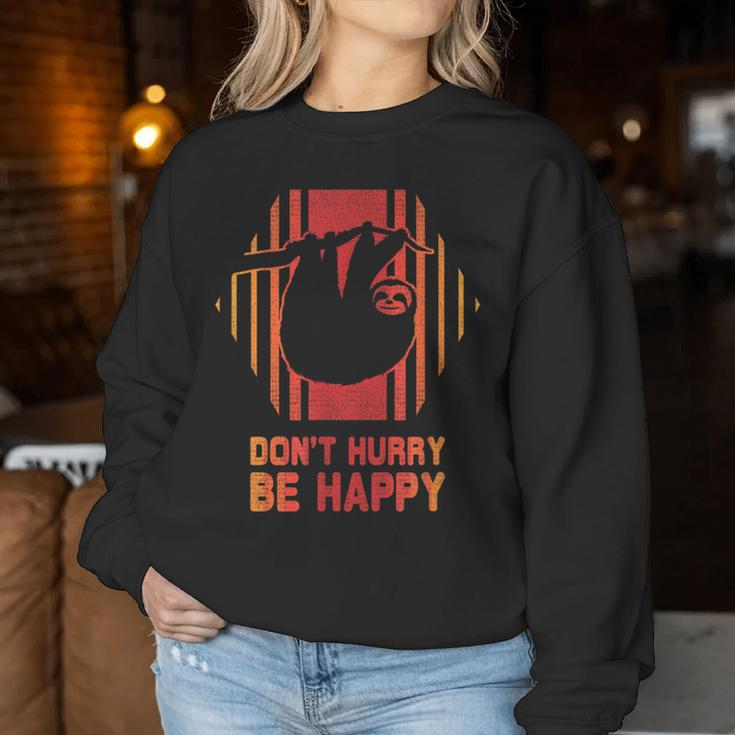 Sloth Don't Hurry Be Happy Retro Vintage 80S Style Women Sweatshirt Unique Gifts