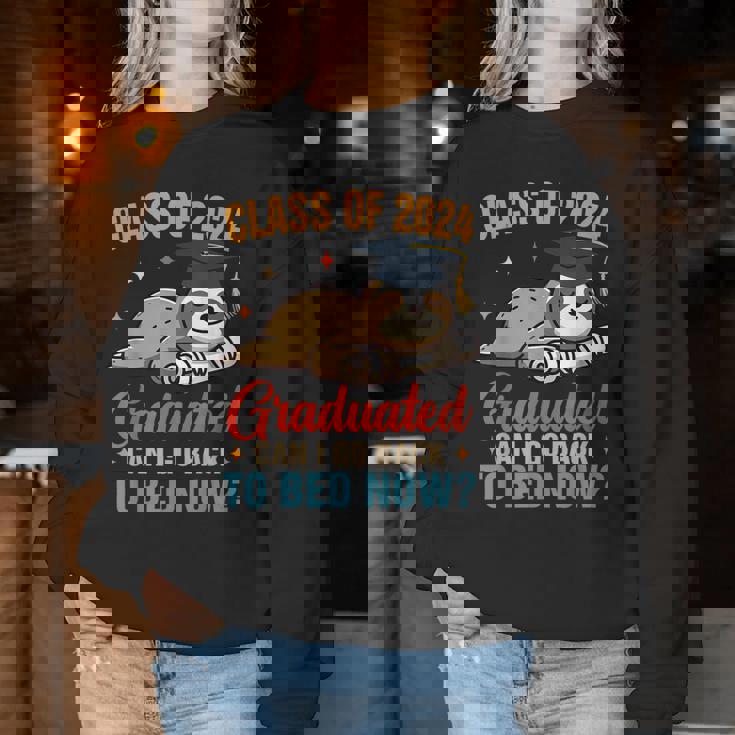 Sloth Graduation Class Of 2024 Graduated Can Go Back To Bed Women Sweatshirt Unique Gifts
