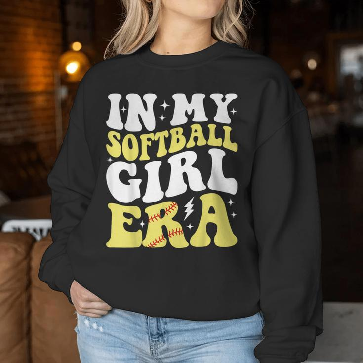 In My Softball Girl Era Retro Groovy Softball Girl Women Sweatshirt Unique Gifts