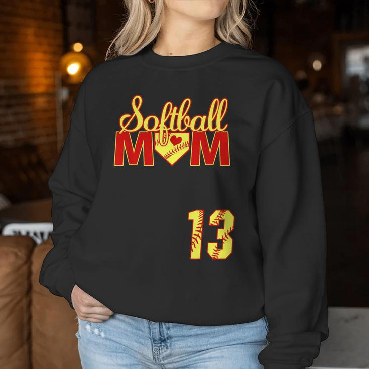 Softball Mom Mother's Day 13 Fastpitch Jersey Number 13 Women Sweatshirt Unique Gifts