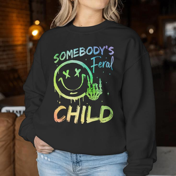 Somebody's Feral Child Toddler Girl And Boy Quotes Women Sweatshirt Funny Gifts