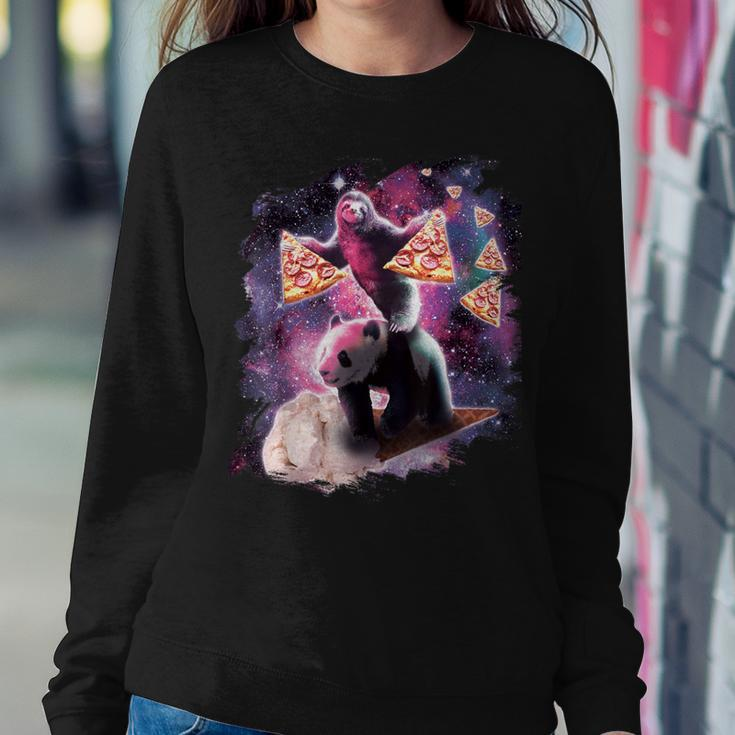 Space Sloth With Pizza On Panda Riding Ice Cream Women Sweatshirt Unique Gifts