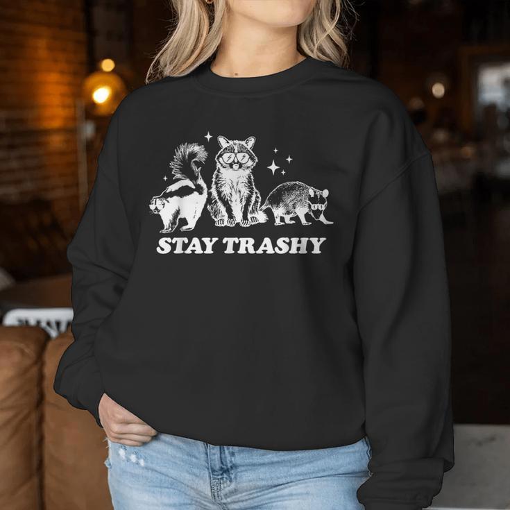 Stay Trashy Raccoon Opossum Skunk Trash Panda Meme Women Sweatshirt Unique Gifts