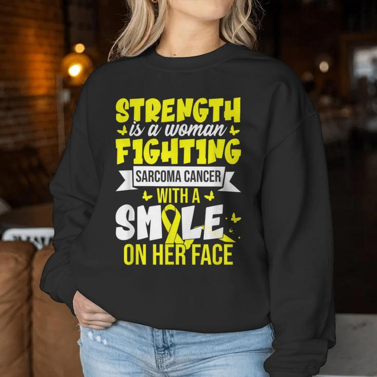 Strength Is A Woman Fighting Sarcoma Cancer Women Sweatshirt Unique Gifts