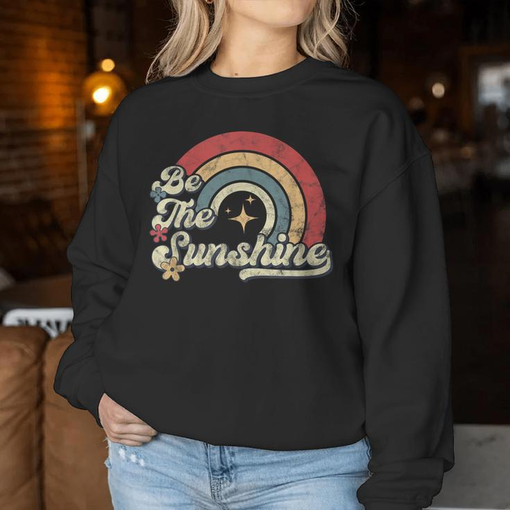 Be The Sunshine Kindness Retro Rainbow Vintage Graphic Women Sweatshirt Unique Gifts
