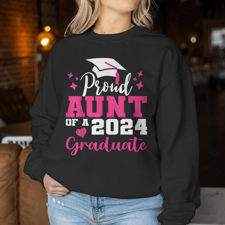 Super Proud Aunt Of 2024 Graduate Awesome Family College Women Sweatshirt Funny Gifts