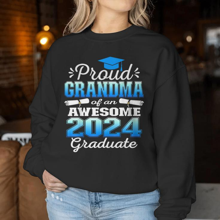 Super Proud Grandma Of 2024 Graduate Awesome Family College Women Sweatshirt Funny Gifts