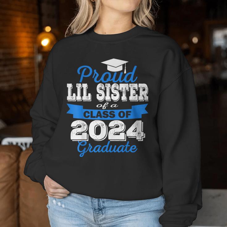 Super Proud Little Sister Of 2024 Graduate Awesome Family Women Sweatshirt Unique Gifts