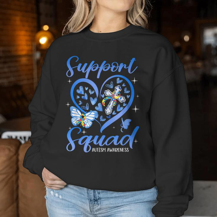Support Squad Heart Christian Cross Autism Awareness Women Sweatshirt Funny Gifts
