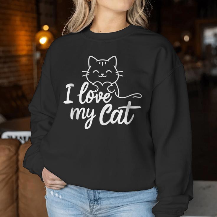 Süßes I Love My Cat Ich Liebe Meine Katze Outfit Katzen Mama Sweatshirt Frauen Lustige Geschenke