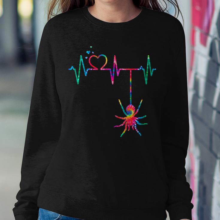 Tarantula Spiders Mom Dad Heartbeat Tie Dye Heart Women Sweatshirt Unique Gifts