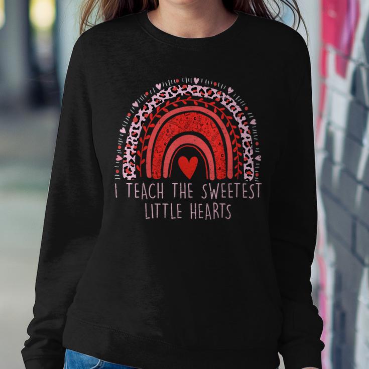 I Teach The Sweetest Hearts Rainbow Teacher Valentines Day Women Sweatshirt Unique Gifts