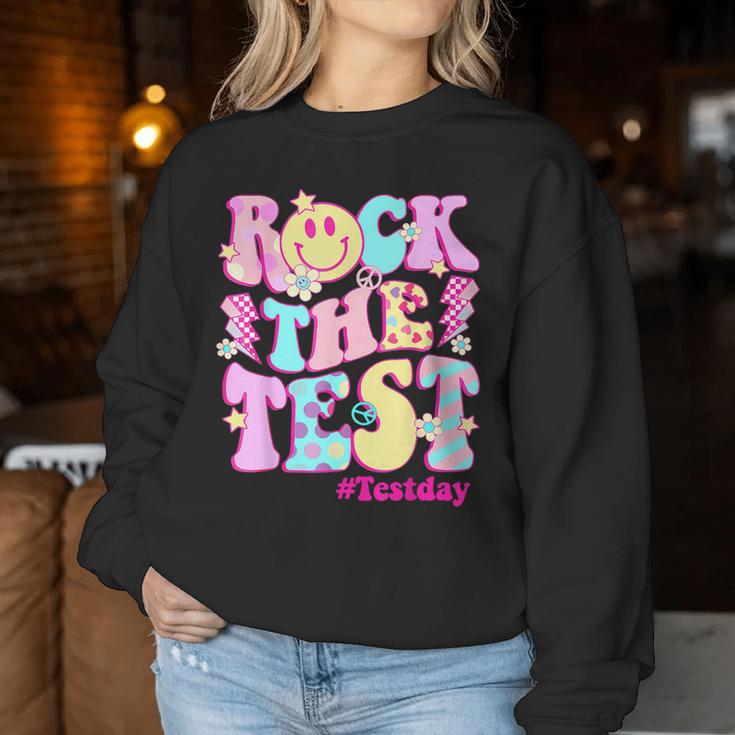 Testing Day Teacher Student Motivational Rock The Test Women Sweatshirt Unique Gifts