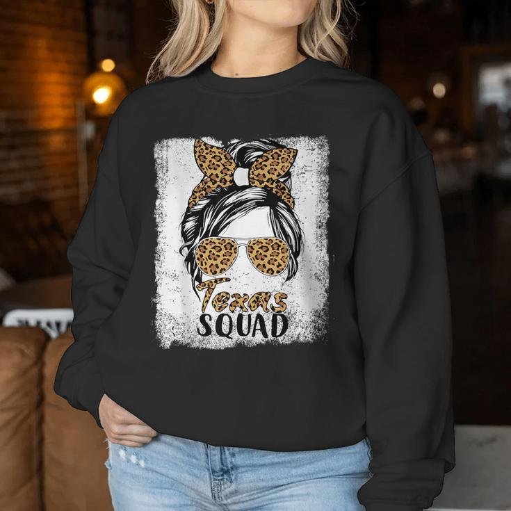 Texas Squad Summer Girls Trip 2024 Messy Bun Leopard Women Sweatshirt Unique Gifts