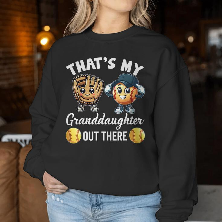 That's My Granddaughter Out There Softball Grandpa Grandma Women Sweatshirt Funny Gifts