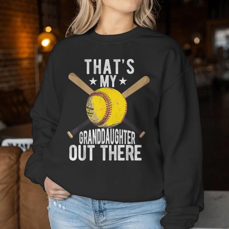 That's My Granddaughter Out There Softball Grandpa Grandma Women Sweatshirt Unique Gifts