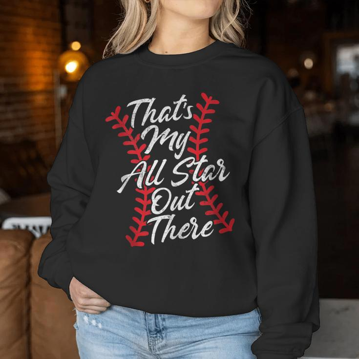 That's My All Star Out There Baseball Laces Mom Mama Cute Women Sweatshirt Unique Gifts