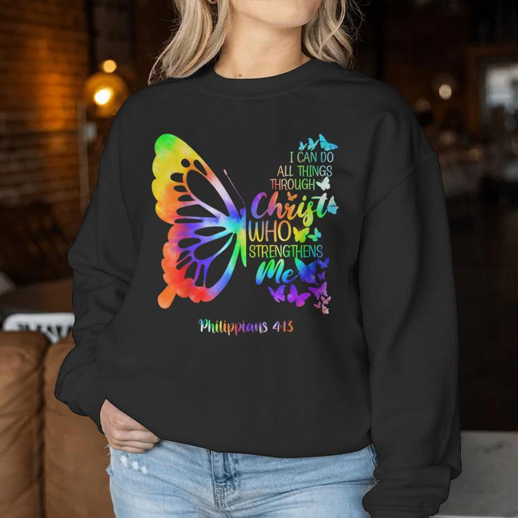 I Can Do All Things Through Christ Butterfly Religious Women Women Sweatshirt Unique Gifts
