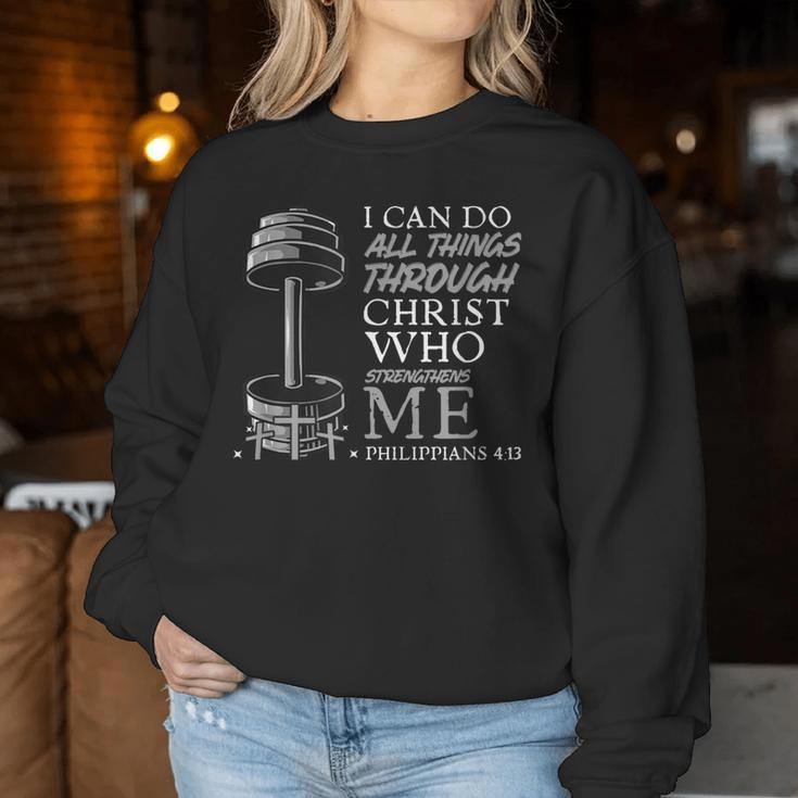 Can Do All Things Weightlifter Gym Christian Bible Verse Women Sweatshirt Funny Gifts