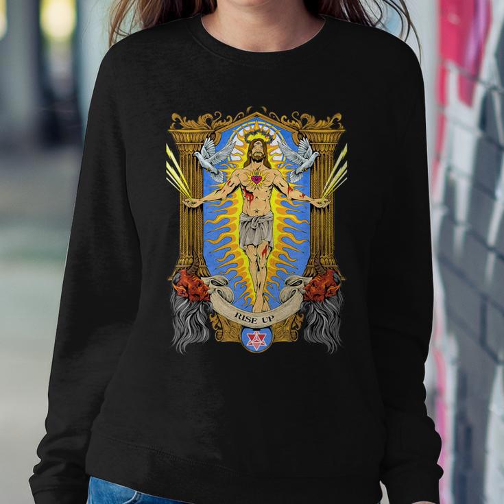 Third Eye Jesus Rise Up Christian Sacred Geometry Merkaba Women Sweatshirt Unique Gifts