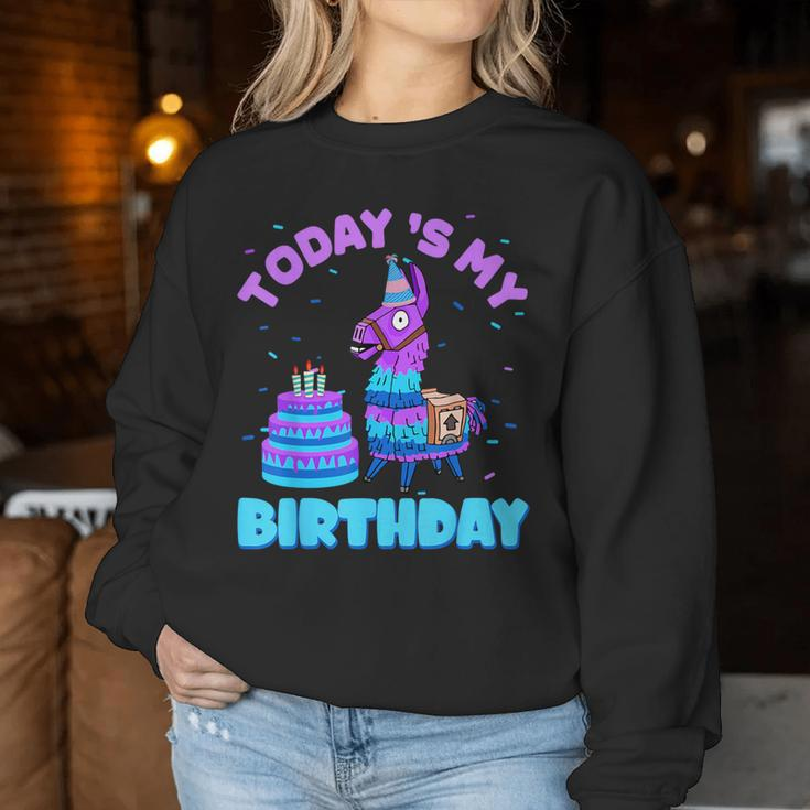 Todays My Birthday Llama Boy Family Party Decorations Women Sweatshirt Unique Gifts